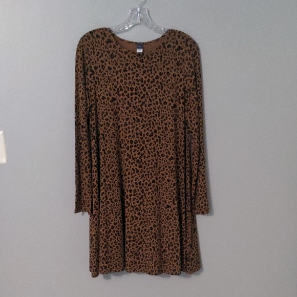 NWT✨ OLD NAVY medium brown leopard print long sleeve dress - Picture 1 of 16